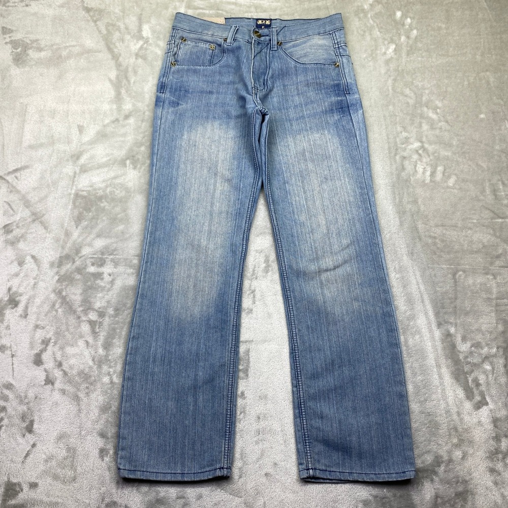VTG FUSAI Jeans Light Wash Bootcut Denim Pants Sz 30‎ Fits 29" Mens Grunge